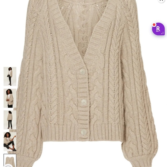 NAADAM Chunky Cable Cardigan Wool Size Medium - Picture 3 of 12